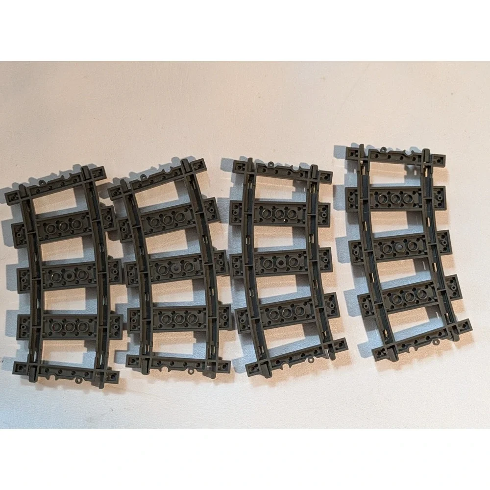 Lot of 4 Lego 9v Metal Rail Train Track Curved 4520 2867 4511 4512 4558 Old Grey